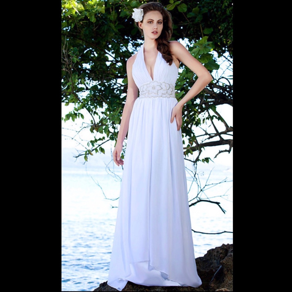 Gorgeous Wedding Dress, Halter, Satin Chiffon